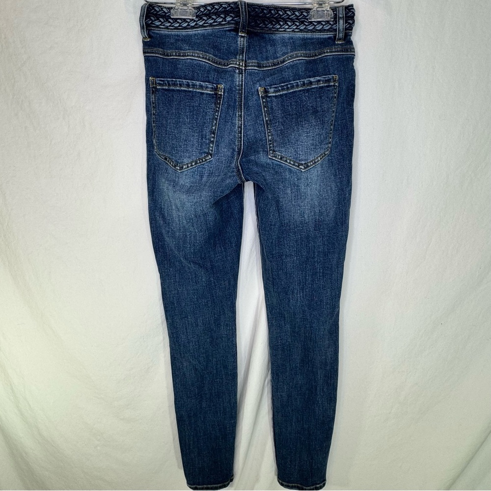Cabi Stylish Blue Skinny Jeans with Braided Waistband Size 2 - Picture 4 of 6